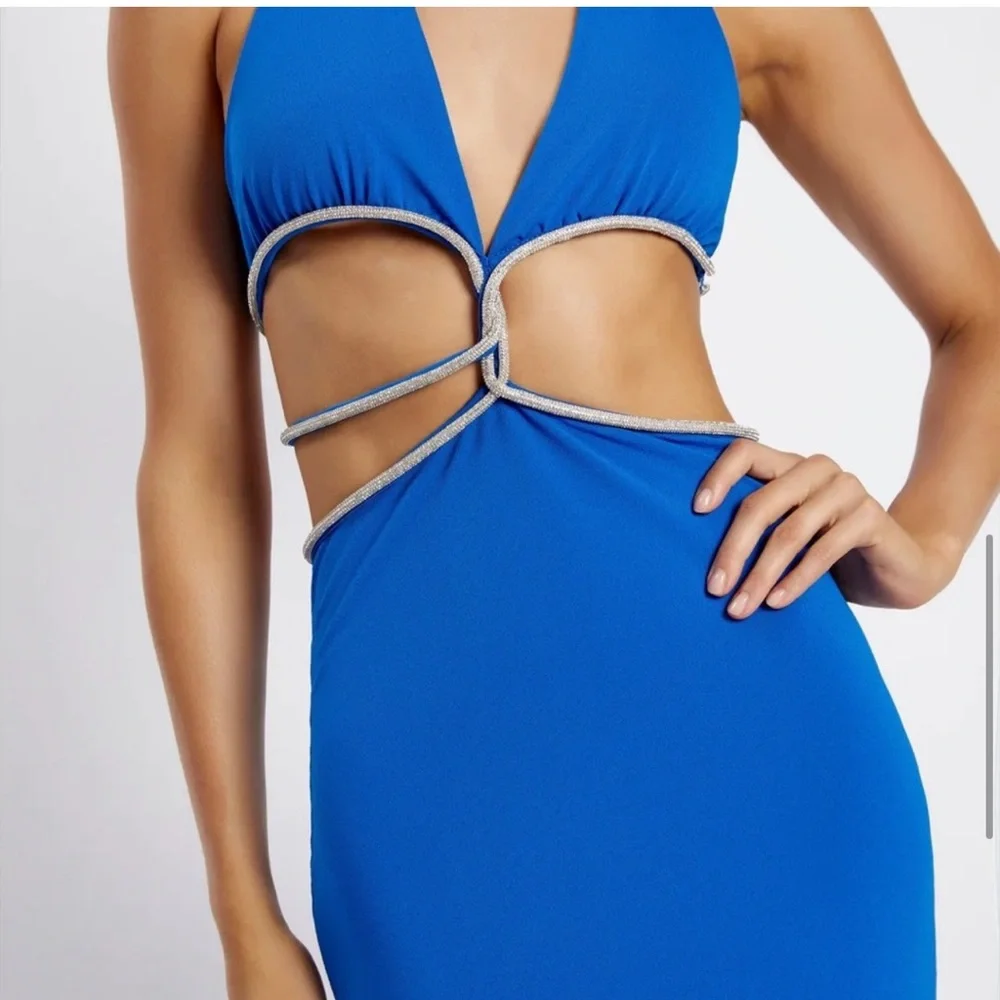 NWT Brand New Meshki NICHA Diamante Cut Out Midi Dress - Picture 8 of 16